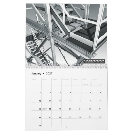 3D INDUSTRIELLE SCHÖNE KUNST B&W - DIGITAL-KUNST KALENDER (Jan 2027)