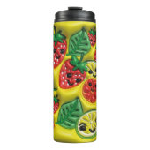 3D Inflated Tumbler - Happy Fruits on Yellow Thermosbecher (Vorderseite)