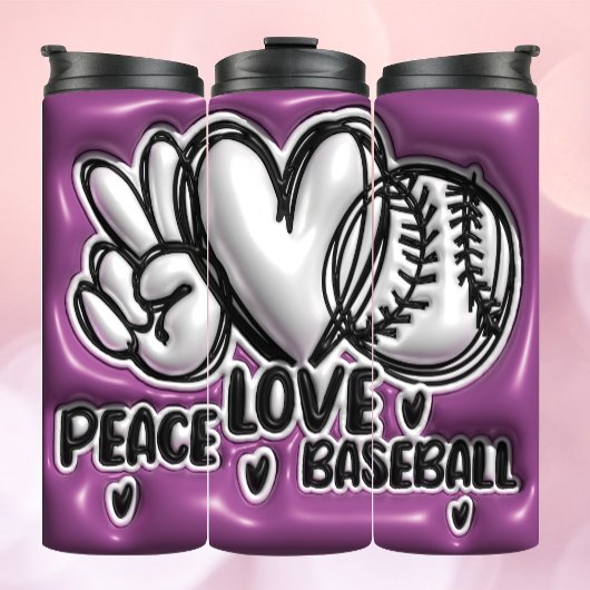 3D Inflating Tumbler - Peace Liebe Baseball Thermosbecher