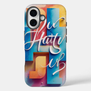 3D-Inspirationstypografie - Gradien "Hate U" iPhone 16 Hülle