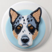 3D inspirierter Blue Heeler Hund Button (Vorderseite)