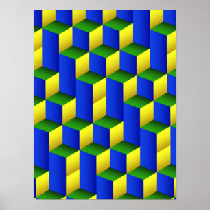 3D-isometrisches Würfelmuster Poster