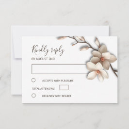 3D Ivory Magnolia Simple Wedding RSVP Karte