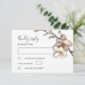 3D Ivory Magnolia Simple Wedding RSVP Karte (Stehend Vorderseite)