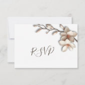 3D Ivory Magnolia Simple Wedding RSVP Karte (Rückseite)