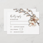 3D Ivory Magnolia Simple Wedding RSVP Karte (Vorne/Hinten)