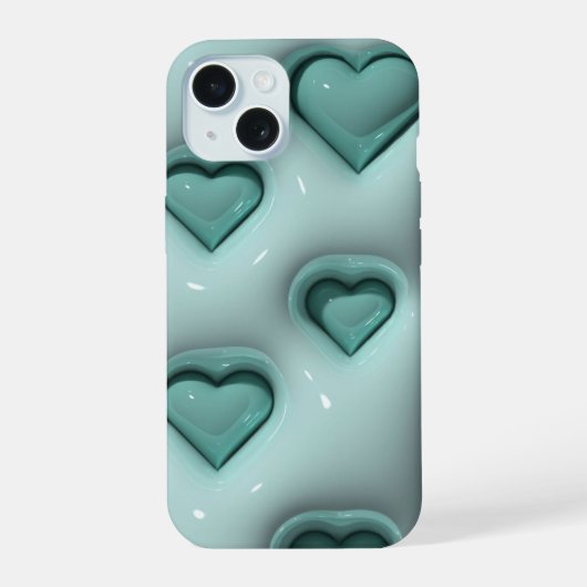 3D Jelly Pastel Aquamarin Heart Aesthetic Phone Ca iPhone 15 Hülle (Rückseite)