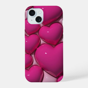 3D Jelly Pink Liebe Herzenästhetische Telefoncase iPhone 15 Hülle