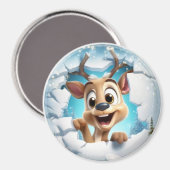 3D Jolly Reindeer Magnet (Vorderseite/Rückseite)