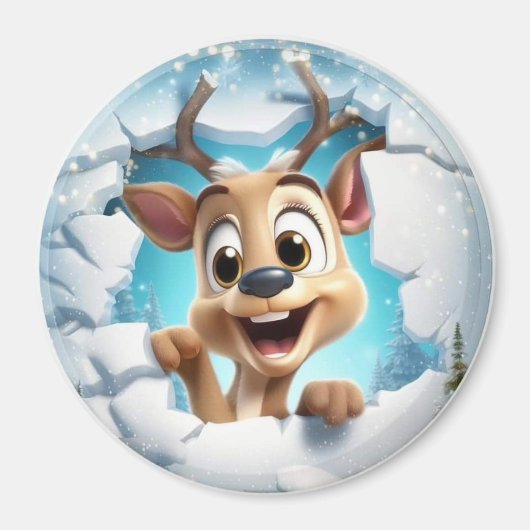 3D Jolly Reindeer Magnet (Vorne)