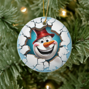 3D Jolly Snowman Weihnachten Keramik Ornament