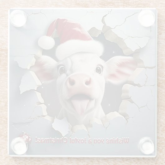 3D Kalb Weihnachten Glasuntersetzer (Rückseite)
