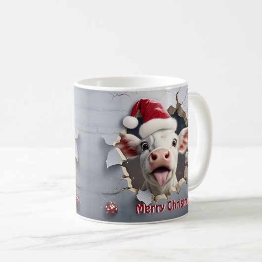 3D Kalb Weihnachten Kaffeetasse (VorderseiteRechts)