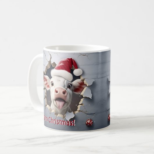 3D Kalb Weihnachten Kaffeetasse (Vorderseite Links)