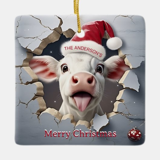 3D Kalb Weihnachten Keramikornament (Vorderseite)