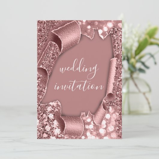 3D-Kart-Effekt Hochzeiten Rose Blush Royals Einladung (Stehend Vorderseite)