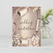 3D-Karteneffekt Hochzeitsfotografie Rahmen Florals Einladung (Stehend Vorderseite)