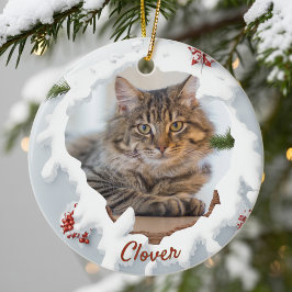 3D Katzen-Weihnachtsgeschenk mit Foto Personalisie Keramik Ornament