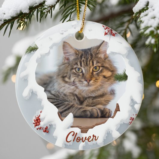 3D Katzen-Weihnachtsgeschenk mit Foto Personalisie Keramik Ornament