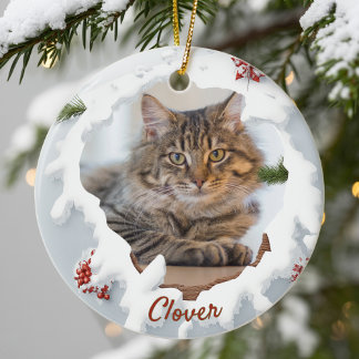 3D Katzen-Weihnachtsgeschenk mit personalisiertem  Keramik Ornament