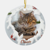 3D Katzen-Weihnachtsgeschenk mit personalisiertem Keramik Ornament (Vorne)