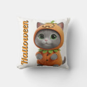 3D Kawaii Pumpkin Cat Halloween Throw Pillow Kissen (Vorderseite)