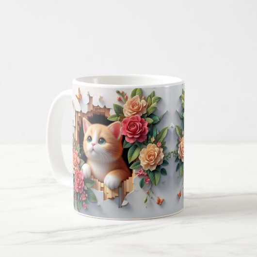 3D Kitten Loch in der Wand Tasse (Vorderseite Links)