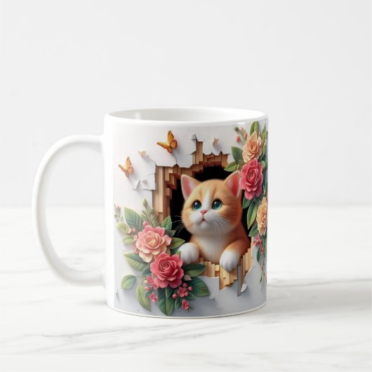 3D Kitten Loch in der Wand Tasse (Links)