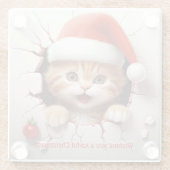 3D Kitten Weihnachten Glasuntersetzer (Rückseite)