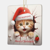 3D Kitten Weihnachten Keramikornament (Links)