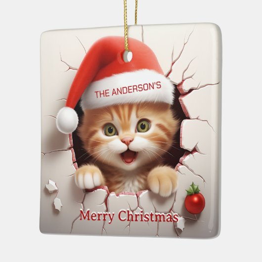 3D Kitten Weihnachten Keramikornament (Links)