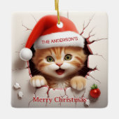 3D Kitten Weihnachten Keramikornament (Vorderseite)
