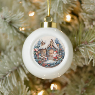 3D KLASISCHES WEIHNACHTEN VINTAGE WEIHNACHTSMANN KERAMIK Kugel-Ornament