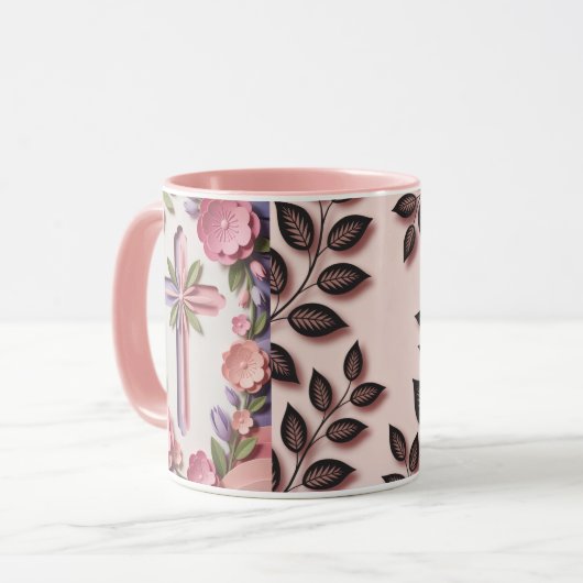 3D-Kreuzdesign-Tasse mit Papierschnitt - AI-Generi Tasse (Vorderseite Links)