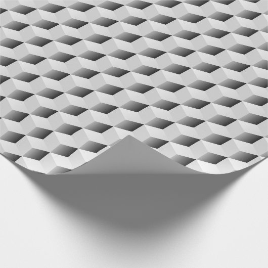 3D-Kuben in Grautönen Geschenkpapier (Ecke)