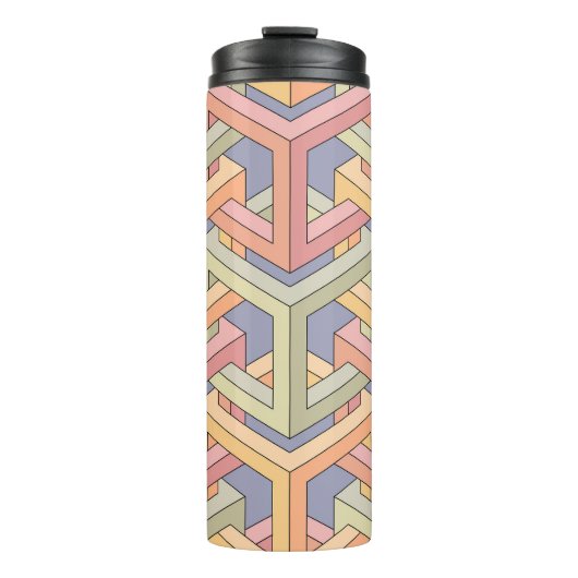 3D-Kuben, optische Illusion Muster. Thermosbecher (Vorderseite)