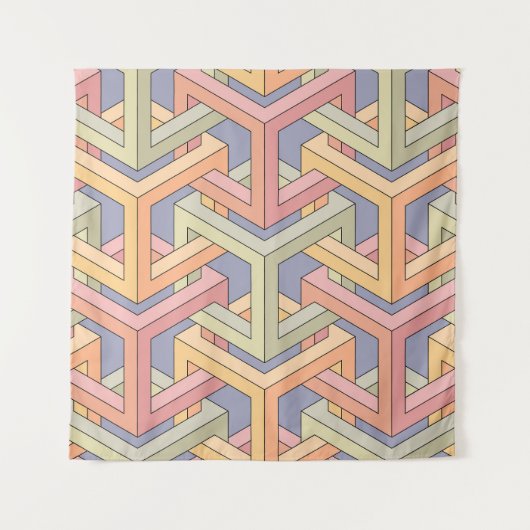 3D-Kuben, optische Illusion Muster. Wandteppich (Vorderseite)