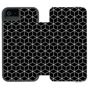 3D-Kubes geometrische weiße Linie auf schwarzem Mu Incipio Watson™ iPhone 5 Geldbörsen Hülle