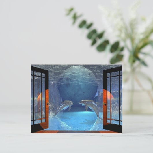 3D-Kunstdelphin Postkarte (Stehend Vorderseite)
