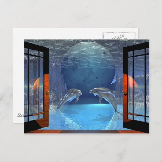 3D-Kunstdelphin Postkarte (Vorne/Hinten)