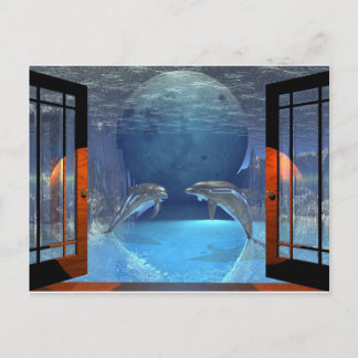 3D-Kunstdelphin Postkarte