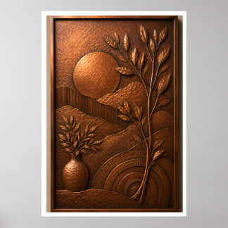 3D Kupfer-Metallbaum-Wandkunstposter Poster