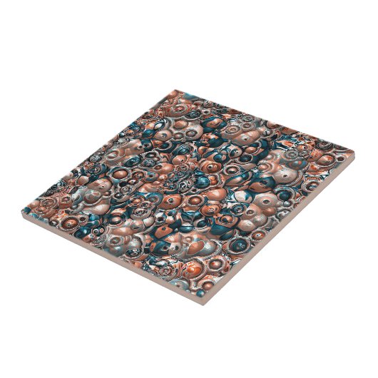 3D Kupfer und blau Abstrakt Fliese (Seite)