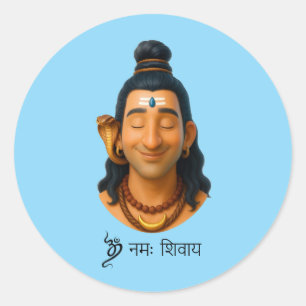 3D Lächeln Lord Shiva Runder Aufkleber