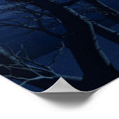 3D Landschaft Hintergrund mit Mond über dem Meer Poster (Ecke)