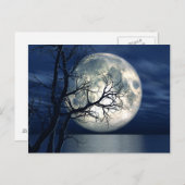 3D Landschaft Hintergrund mit Mond über dem Meer Postkarte (Vorne/Hinten)