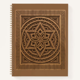 3D Layered Geometric Mandala Wood Carved Journal Notizblock