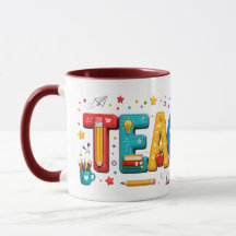 3D-Lehrer-Typografie-Kunst-Tasse – Wertschätzungsg