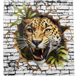 3D Leopard Mendrisiotto Duschvorhang