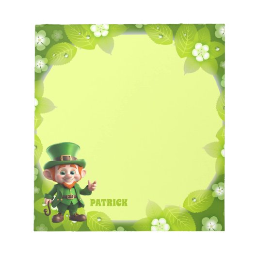 3D Leprechaun St. Patrick's Day personalisiert für Notizblock (Vorderseite)
